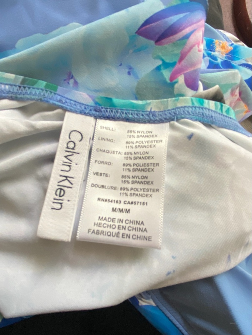 Calvin Klein Lavender Blue Floral Bandeau Tankini Top - Picture 3 of 5